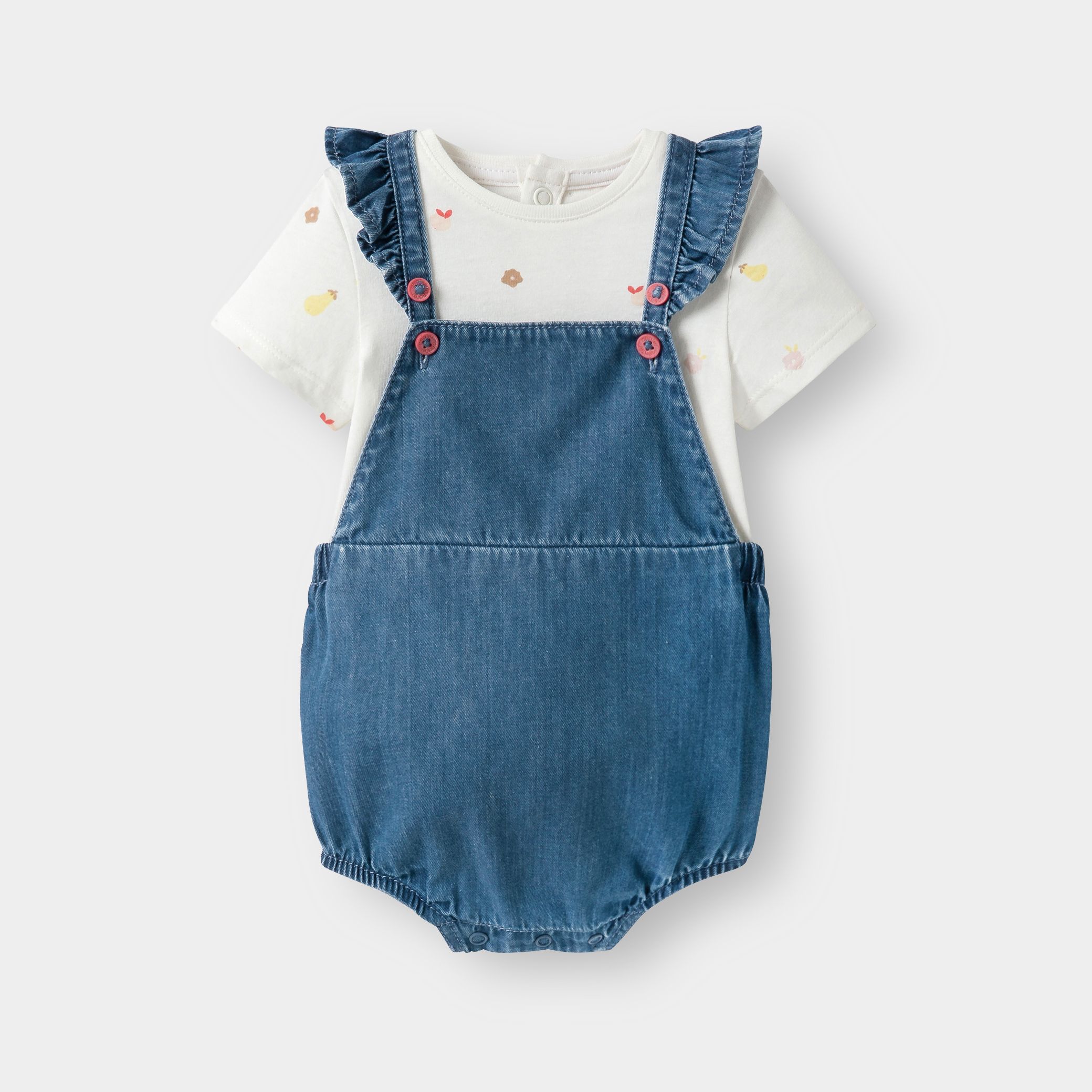 Bộ quần yếm denim và bodysuit cho bes